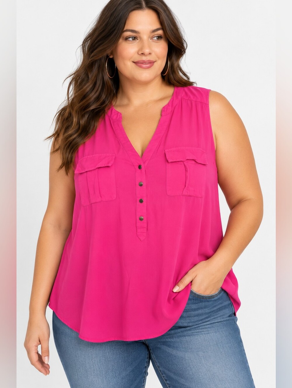 Torrid Hot Pink Sleeveless Utility Blouse — Size 1 / 1X